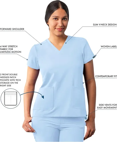 Miniatura 3 de Adar Addition - Ropa quirúrgica para mujer, moderna camiseta médica con cuello en V