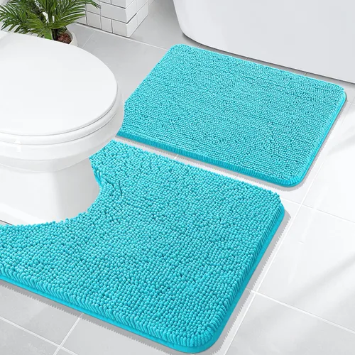 Miniatura 212 de OLANLY Juego de alfombras de baño de 2 piezas, alfombras de baño de chenilla suave y absorbente y alfombra de contorno en forma de U para inodoro