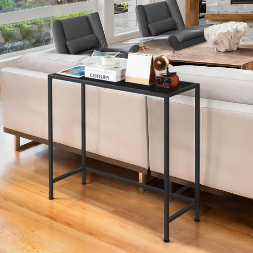 Miniatura 5 de Mesa consola para entrada, consola estrecha negra, mesa de pasillo, muebles de sala de estar, mesa auxiliar delgada con parte trasera del sofá, mesa