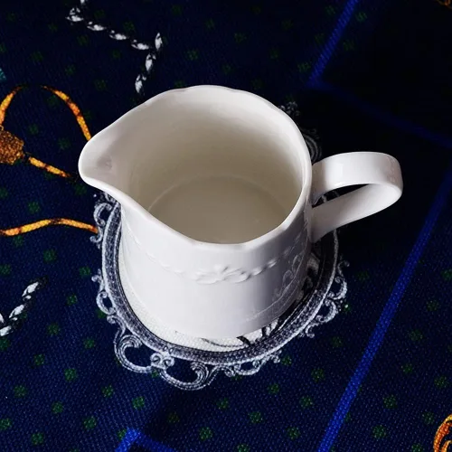 Miniatura 5 de Sizikato Jarra de porcelana blanca con asa, jarra de crema de 8 onzas.