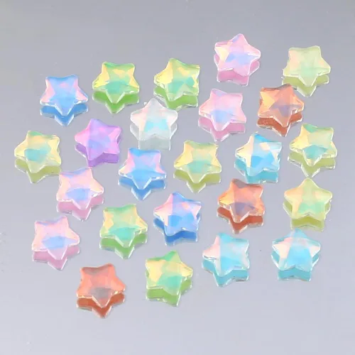 Miniatura 3 de 50 dijes de uñas Kawaii de estrella moca de 0.236 pulgadas para uñas, mini estrellas 3D, diamantes de imitación de uñas con parte trasera plana