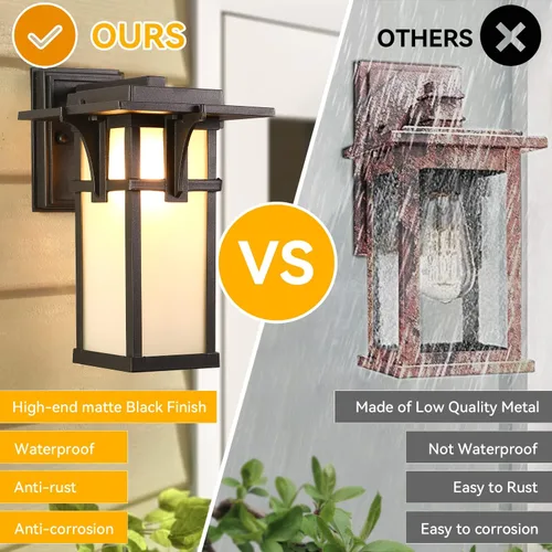 Miniatura 6 de Luces de porche para montaje en pared, farol de pared al aire libre, de aluminio impermeable con vidrio esmerilado, lámparas de pared modernas