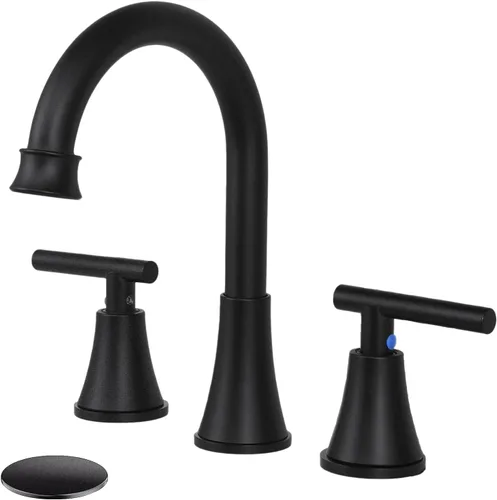 Miniatura 11 de Grifo de lavabo de baño de oro cepillado, grifo de baño de cascada de 3 agujeros, grifos de baño de tocador de 2 asas, grifo de baño moderno