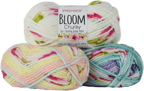 Miniatura 3 de Premier Yarns Bloom - Hilo grueso, hilo con patrón automático para ganchillo y tejer, Hydrangea, 3.5 oz, 109 yardas