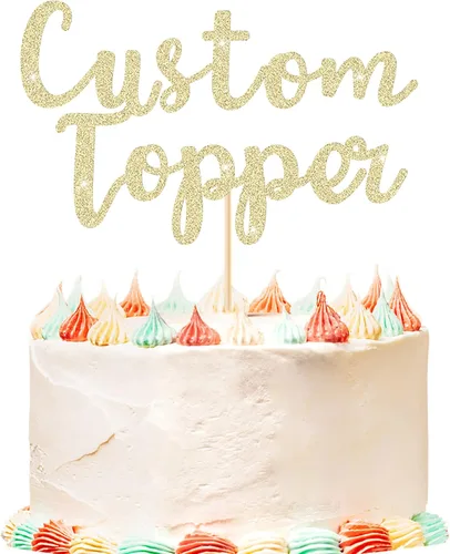 Decoración personalizada para pastel de cumpleaños, 11 colores, decoración para pastel de boda con cualquier texto de la edad, purpurina de doble