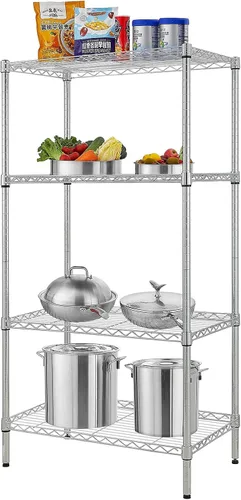 Miniatura 3 de BELANITAS Estantería de alambre de 4 niveles, estante de almacenamiento de acero, estante de almacenamiento de metal ajustable, estantes