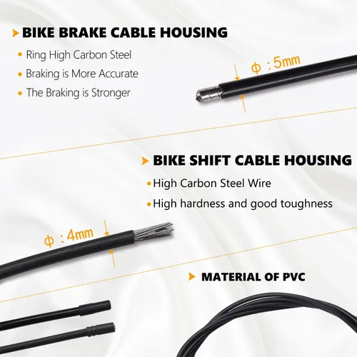 Miniatura 5 de mankk Cable universal de freno de bicicleta y cable de cambio, cable de cambio de bicicleta y kit de carcasa de cable de freno con tapas de extremo