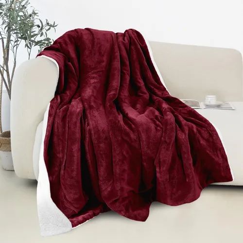 Miniatura 38 de Elegant Comfort - Manta reversible y ultra suave de franela con forro polar - Manta de sherpa navideña de invierno - Ligera, suave y acogedora
