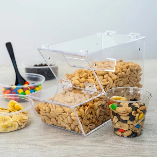 Miniatura 3 de IneVibe Dispensador de cobertura de caramelo – Recipiente acrílico a granel con cuchara, apilable y magnético para múltiples soportes en el estante