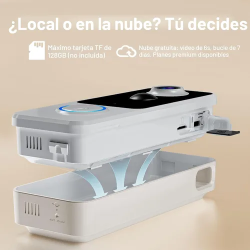 Miniatura 3 de Timbre con cámara inalámbrico, video FHD de 2K de arriba a abajo, sin suscripción, comunicación bidireccional, timbre de video inteligente