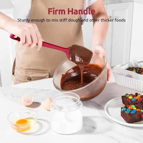 Miniatura 5 de U-Taste Juego de espátulas de cuchara de silicona, 600ºF de alta resistencia al calor, raspador de goma flexible de grado alimenticio, mezcla de Rojo
