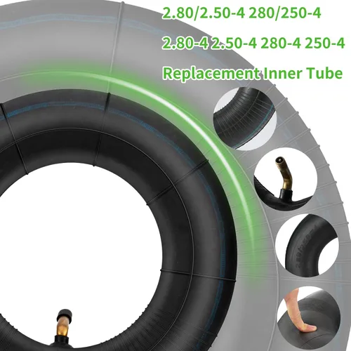 Miniatura 4 de 2.80/2.50-4" Tubos internos, 2 unidades de alta resistencia 2.80 2.50-4/280/250-4 Tubo interno de neumático de repuesto con válvula doblada