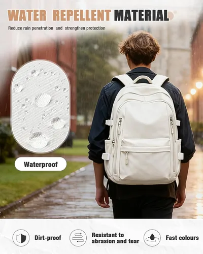Miniatura 6 de BOXSAM Mochila ligera para mujer, mochila grande de viaje para laptop, mochila informal para la universidad, mochila para hombres, color beige