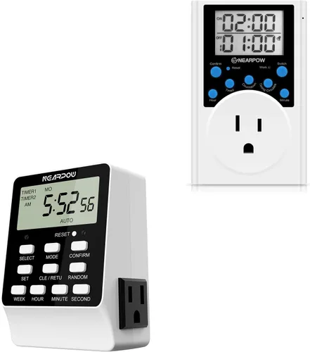 Temporizador de salida, temporizador digital dual NEARPOW con 2 tomas de corriente controladas independientemente, programas temporizados,