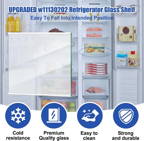 Miniatura 5 de Estante de vidrio para congelador W11130202 actualizado, estante de vidrio templado para refrigerador Whirlpool para reemplazo de estante