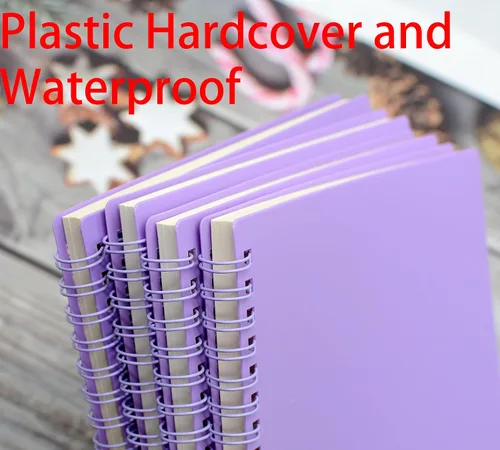 Miniatura 3 de Yansanido Cuaderno en espiral, 4 piezas de 21 cm x 15 cm, A5, de plástico grueso morado, con tapas duras, 80 hojas - 160 páginas con líneas de 8 mm