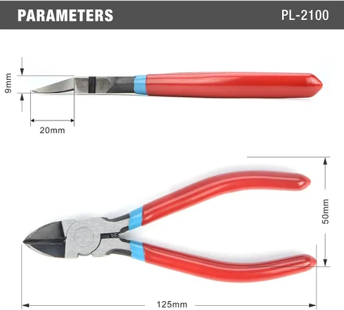 Miniatura 3 de iCrimp PL2100 - Cortador diagonal, alicates de corte lateral de 5 pulgadas, alicates electrónicos con punta para terminales enrollados, cables