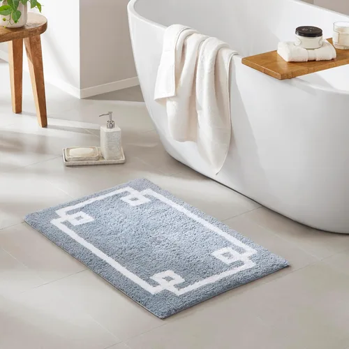 Miniatura 3 de Madison Park Evan Alfombra de Baño 100% Algodón con Respaldo Antideslizante - Tapete de Baño de Felpa Copetuda Lujoso, Absorbente, Secado Rápido