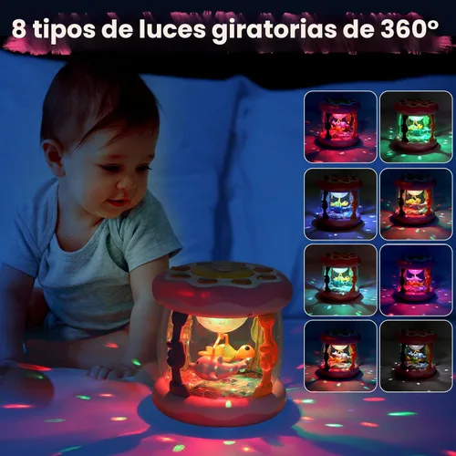 Miniatura 5 de Juguetes para bebé niña de 0 a 6 meses, proyector musical giratorio con luz boca abajo, juguete para bebés de 0-3 4 5 6 7 8 9 meses, acuario, Rosa