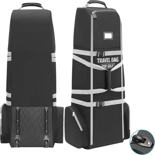 Bolsa de viaje de golf con ruedas, tela Oxford resistente 900D, funda de viaje de golf para aerolíneas, adecuada para bolsas de golf estándar (no