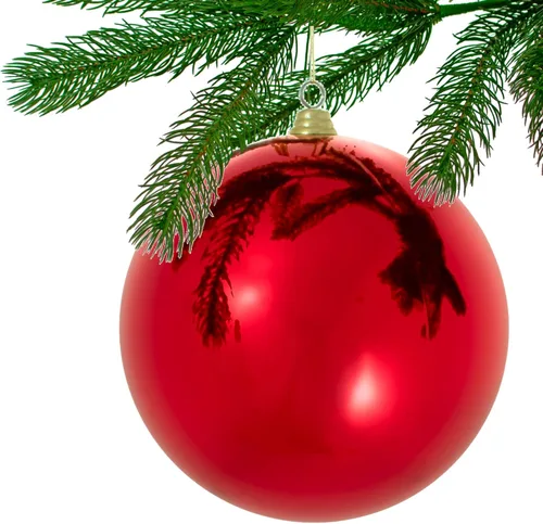Miniatura 2 de Adornos de bola de Navidad colgantes de 11' rojo brillante, juego de 4 adornos irrompibles de plástico con cuerda dorada para colgar