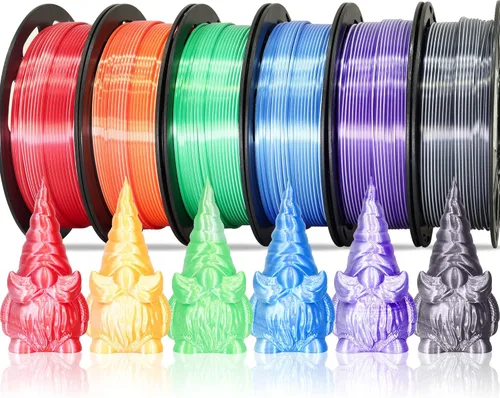 MIKA3D Paquete de 6 carretes de filamento de impresora 3D de seda de 1.75mm de dos colores, filamento de impresión 3D de seda PLA, blanco y morado,