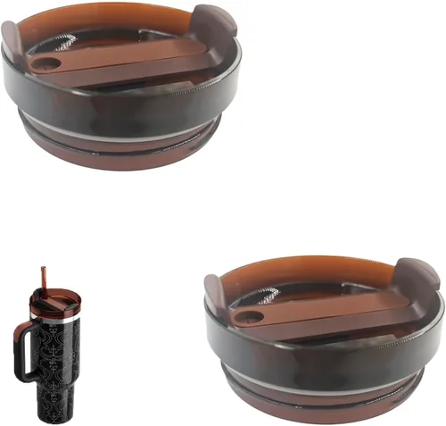 Miniatura 14 de Paquete de 2 tapas para vaso de 40 onzas compatibles con Stanley Quencher, cubiertas de vaso de acero inoxidable a prueba de derrames y resistentes