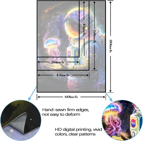Miniatura 7 de Accnicc Tapiz espacial de astronauta con luz negra para dormitorio, estético, reactivo a los rayos UV, neón espacial, medusa, galaxia, tapices