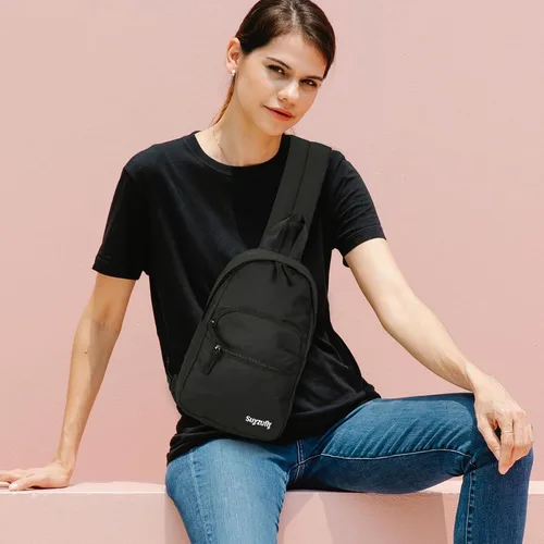 Miniatura 6 de Suyzufly Bolso bandolera pequeño para hombres y mujeres, resistente al agua, con una correa, bolso cruzado en el pecho para senderismo y viajes