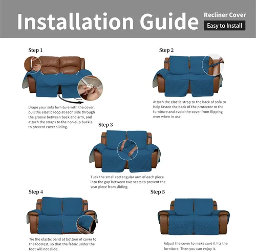 Miniatura 7 de Easy-Going - Funda reclinable de gran tamaño para sillón doble, funda de sofá reversible para sillón reclinable doble, funda de sofá dividida