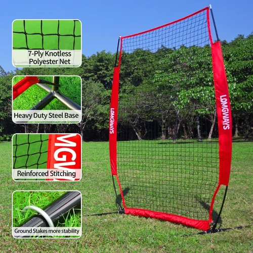 Miniatura 4 de Pantalla portátil de lanzamiento de béisbol y softbol, red de protección de jarra de 4 x 7 pies con bolsa de transporte y estacas de tierra, red