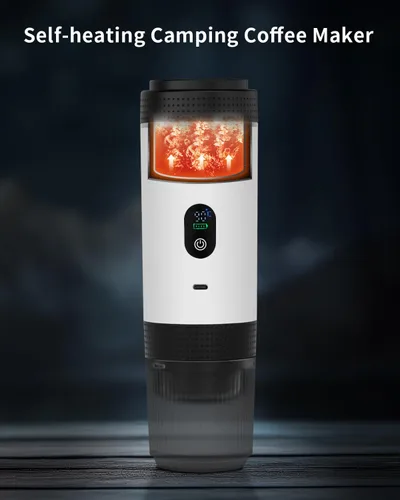 Miniatura 3 de Cafetera eléctrica portátil de espresso, cafetera de viaje compatible con café molido y cápsulas NS (Blanco con pantalla LCD)