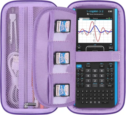 Miniatura 9 de Elonbo Funda de transporte para calculadora gráfica de color Texas Instruments TI-Nspire CX II CAS/CX II/CX/CX CAS, bolsillo con cremallera Negro