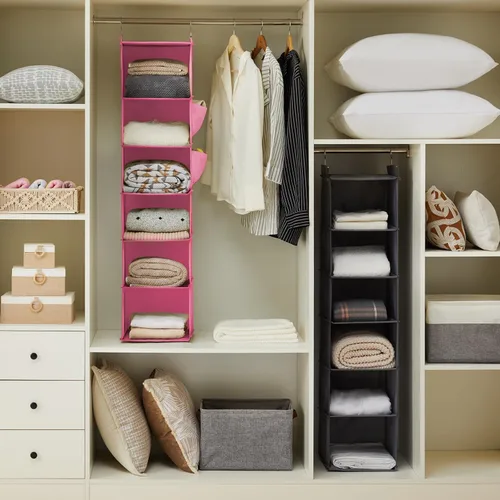 Miniatura 2 de YOUDENOVA - Organizador colgante para clóset, estantes colgantes de almacenamiento para clóset (rosado)