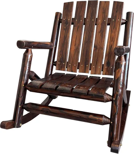 Miniatura 9 de Rustic Log - Mecedora de madera de abeto maciza hecha a mano, para porche, patio, resistente, 700 libras, acabado resistente a la intemperie
