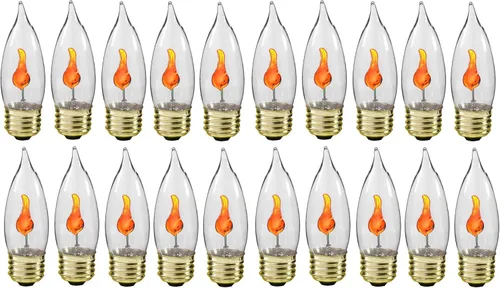 Miniatura 4 de Creative Hobbies® Bombilla de llama parpadeante de 3 W, en forma de llama, brillo naranja parpadeante para un ambiente único, base estándar E26