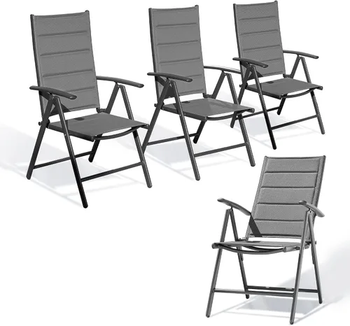 Miniatura 11 de PURPLE LEAF Juego de 2 sillas plegables para patio al aire libre, sillas de camping reclinables al aire libre con asiento acolchado de algodón