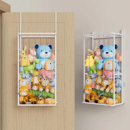 SWTYMIKI Almacenamiento de animales de peluche colgantes, organizador grande de juguetes de peluche, montado en la pared o en esquina para