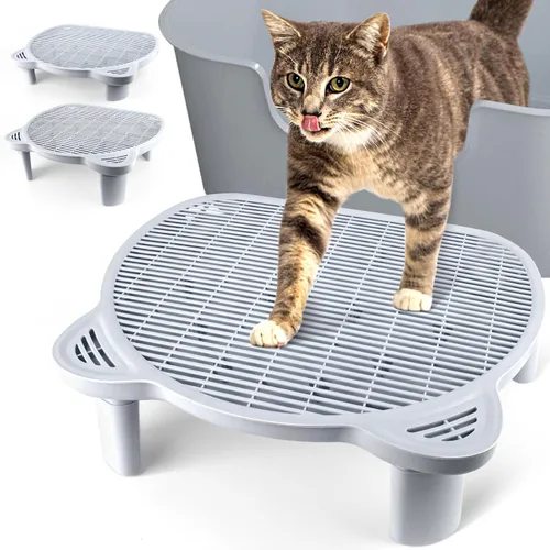 Miniatura 9 de Escalón para caja de arena, escalón para gatos, rampa, atrapador con función de filtro, fácil de limpiar, ideal para gatitos y gatos ancianos (negro)