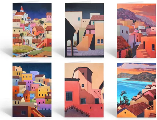 Stonehouse Collection Paquete surtido de tarjetas de notas Village by the Sea, Mexico | Hecho en Estados Unidos | Un juego variado de 12 tarjetas de