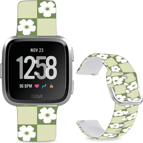 Miniatura 17 de Correas de reloj de silicona suave compatibles con Fitbit Versa 2/Versa/Fitbit Versa Lite/SE, correa de repuesto con bonito patrón floral de 0.98