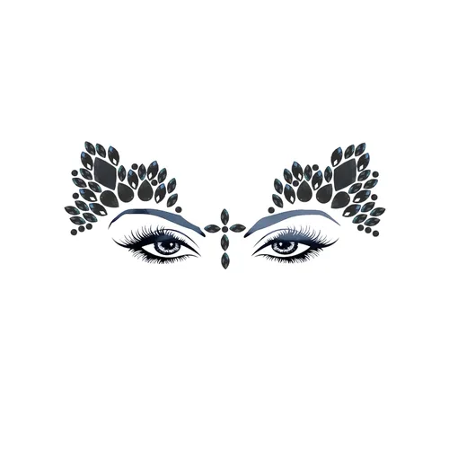 Miniatura 34 de Neva Nude Tatuaje facial de mariposa con purpurina morada con joyas de cristal brillante, adhesivo de grado médico, impermeable y resistente al