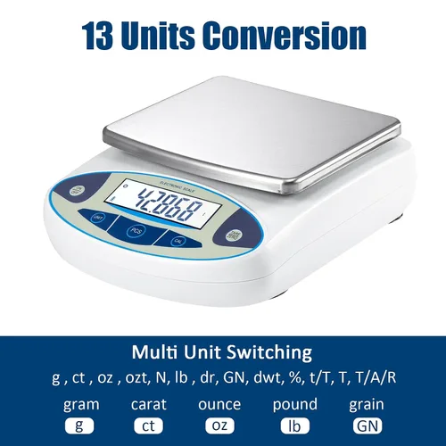 Miniatura 7 de Balanza analítica de laboratorio de 211.64 oz x 0.00 oz, báscula electrónica digital de alta precisión de 0.00 oz, báscula científica