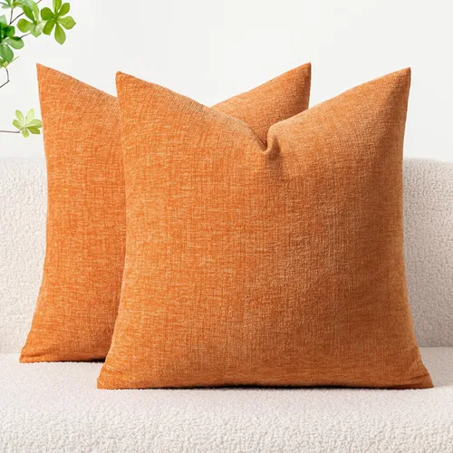 Miniatura 60 de MIULEE - Paquete de 2 fundas de cojín de felpilla suave, de 18 x 18 pulgadas, color naranja tostado otoñal, para sofá y sala de estar, teñidas