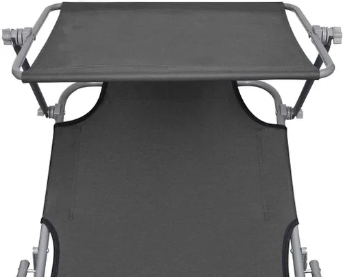 Miniatura 4 de vidaXL Tumbona plegable con toldo, color gris acero