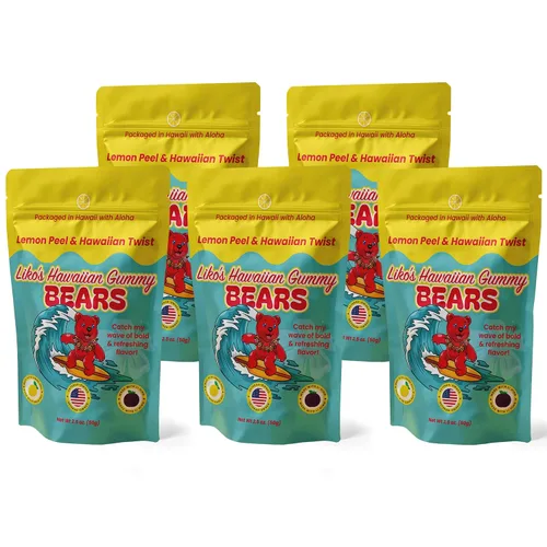 Miniatura 12 de Ositos de gomita de lava especiados hawaianos con li-hing y cáscara de limón, caramelo dulce, ácido y salado hecho en Hawái, aperitivo de gomita