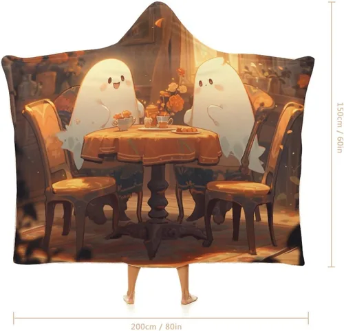 Miniatura 2 de Manta con capucha de bruja y calabaza, vintage, para Halloween, manta de franela para niños, adolescentes, hombres y mujeres, manta cálida