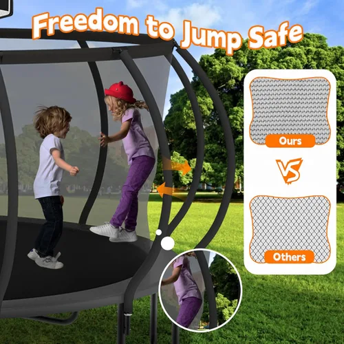 Miniatura 4 de DeepRoar Tranpoline de calabaza mejorada de 8/10/12/14/15/16 pies para niños, juego de tranpolina para exteriores resistente de 1500 libras con aro