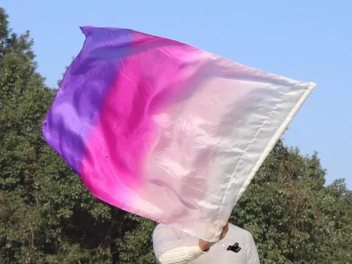 Miniatura 3 de Winged Sirenny Bandera de seda giratoria fluida de 32 pulgadas, pancarta de alabanza de la iglesia, adoración profética, adoración y danza
