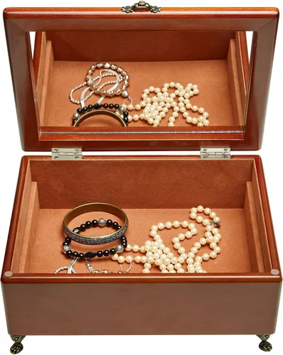 Miniatura 8 de Mele & Co. Kinsley - Joyero de madera, anillo, collar y organizador de pendientes (acabado de nogal)